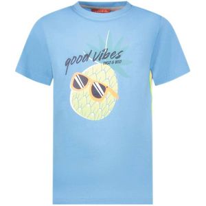 TYGO & vito T-shirt Wessel met contrastbies helderblauw
