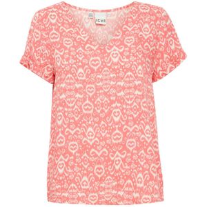 ICHI T-shirt IHVERA met all over print roze/ crème