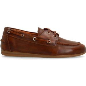 Manfield leren bootschoenen cognac