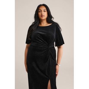 WE Fashion - Curve - Velvet Jurk - Met Glittergaren