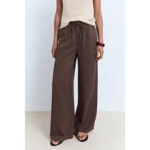 Mango wide leg regular waist broek bruin