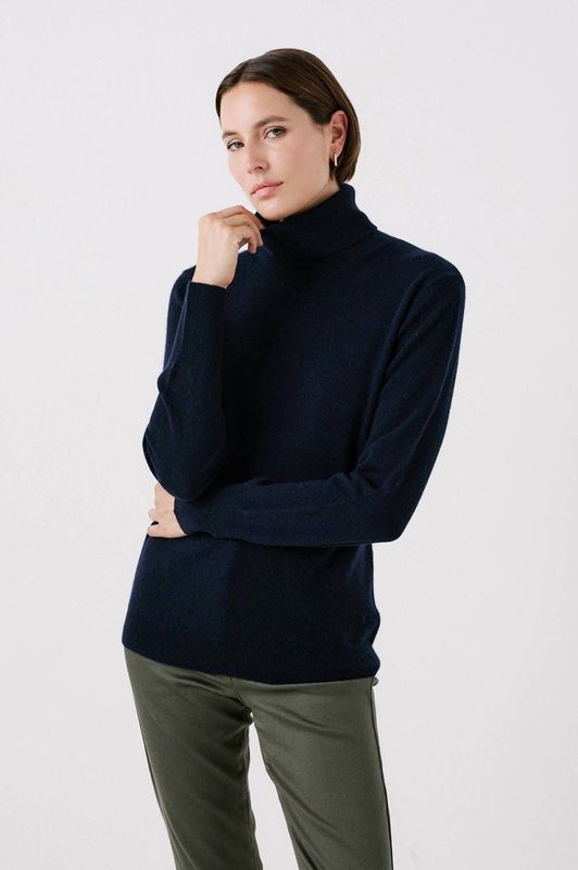 Caroll coltrui van kasjmier marineblauw fijn gebreid
