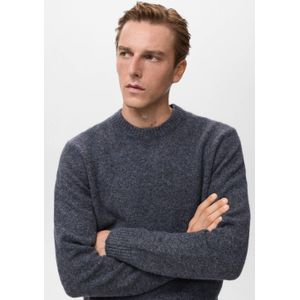 Mango Man trui met wol fijn gebreid blauw