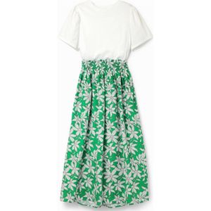 Desigual gebloemde maxi A-lijn jurk wit/groen
