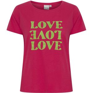 ICHI T-shirt IHKAMILLE met printopdruk roze/ groen