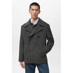 Mango Man manteljas met wol grijs