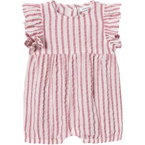 NAME IT BABY baby gestreepte playsuit NBFHUNICA rood/wit