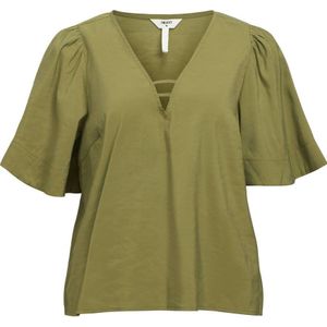 OBJECT - OBJCELINE - Dames Top - Groen - V-hals - Half Lange Mouwen