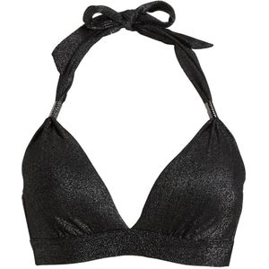 BEACHWAVE voorgevormde halter bikinitop met lurex zwart