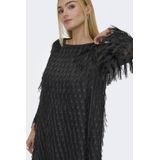 Jdyfleur - Midi-jurk - Zwart - Regular Fit - O-hals - 7/8 Mouwen