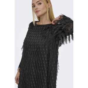 Jdyfleur - Midi-jurk - Zwart - Regular Fit - O-hals - 7/8 Mouwen