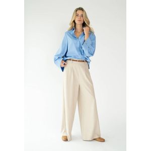 Est'seven X Ellemieke wide leg regular waist pantalon beige