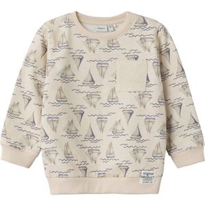 NAME IT MINI sweater NMMFALK met all over print beige/blauw