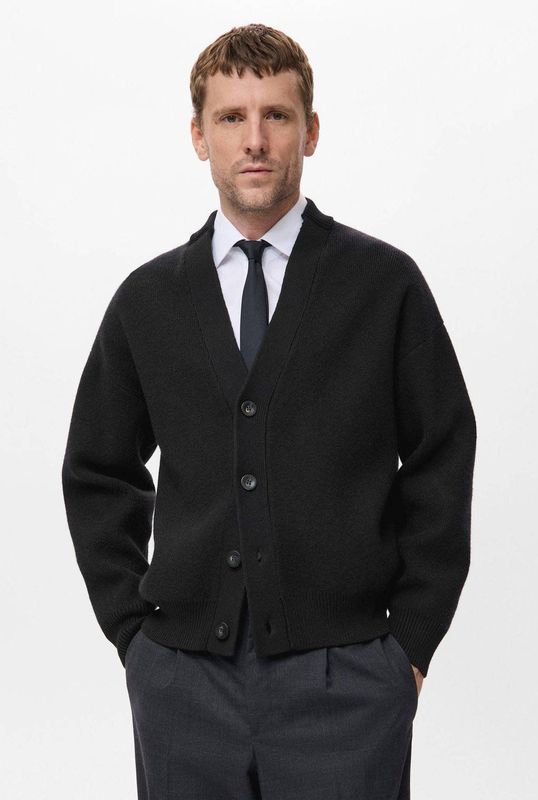 MANGO MAN Gebreid vest 'Trade'  zwart