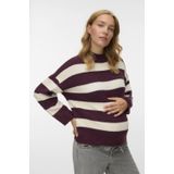 Vero Moda - VMMINEZ - Trui - Crème/Wijnrood - Lange Mouw