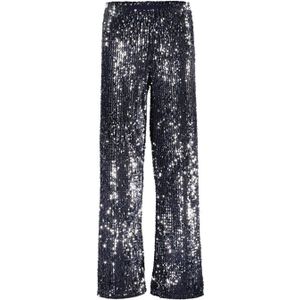 Geisha wide leg broek zilver/donkerblauw