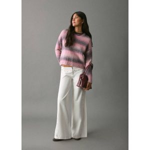 MANGO TEEN Wide leg low waist wide leg jeans ecru