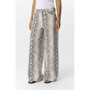 OBJECT - OBJWESTI - Jeans - Donkerbeige Lichtgrijs Wit - Wide Leg - Mid Waist