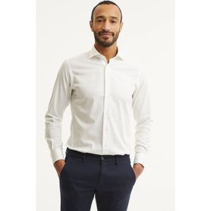 Michaelis slim fit oxford strijkvrij overhemd wit