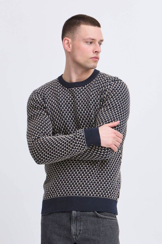 Blend - BHDONG - Trui - Donkerblauw - Ingebreid Patroon