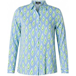 ES&SY blouse met all over print lichtblauw/groen