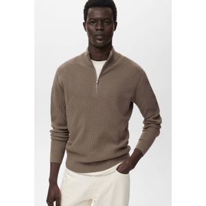 Mango Man trui met ingebreid patroon bruin