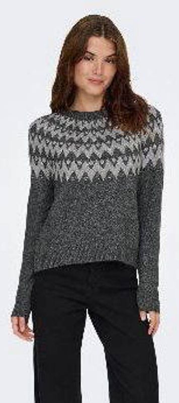 ONLY - ONLFRY - Trui - Grijs - Knitwear - Lange Mouw