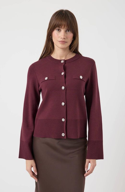 Y.A.S gebreid vest donkerrood