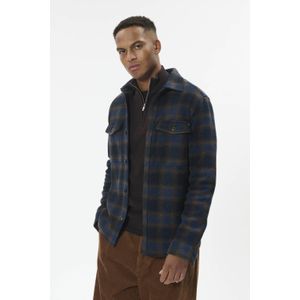 Matinique geruit overshirt met wol donkerblauw