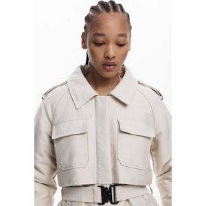 Desigual - Classic Round Neck Blazer - Beige - Dames - Katoen