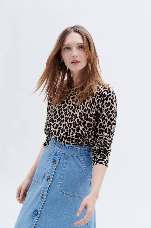 Caroll sweater met panterprint bruin