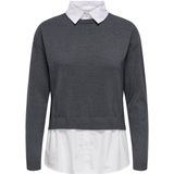 ONLY - ONLPayson - Trui - Donkergrijs / Wit