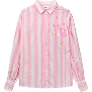 POM Amsterdam gestreepte blouse roze/ wit