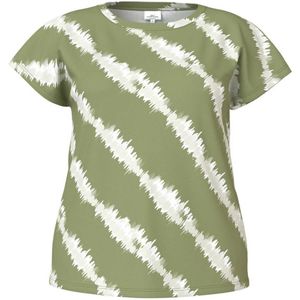 ONLY CARMAKOMA T-shirt met all over print groen/wit