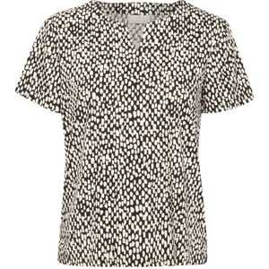 Kaffe top KAbella met all over print zwart/ecru