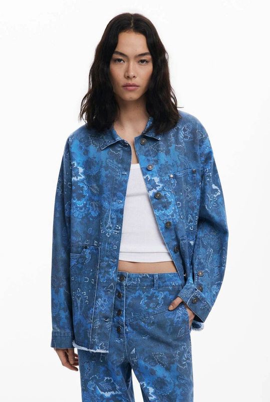 Desigual - Paisley-jas - Blauw - Trucker-stijl - Met Voorzakken