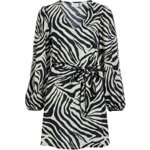 VILA jurk VIMIRAN met zebraprint en ceintuur zwart/wit
