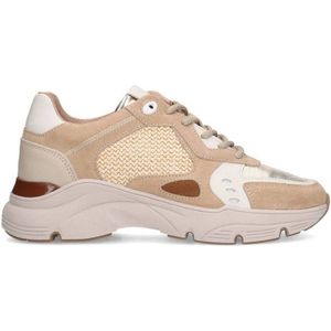 Manfield chunky leren sneakers beige