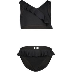Me & My Monkey crop bikini met ruches zwart
