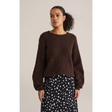 WE Fashion gebreide trui donkerbruin