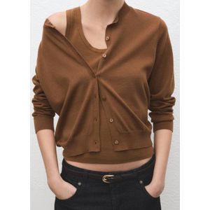 Mango gebreid vest bruin