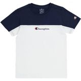 Champion T-shirt met logo wit/donkerblauw