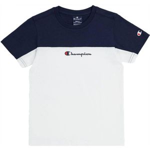 Champion T-shirt met logo wit/donkerblauw