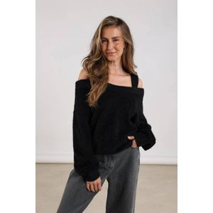 NUKUS off shoulder trui zwart met lurex