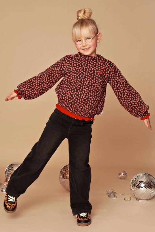 Stains&Stories sweater met hartjes zwart