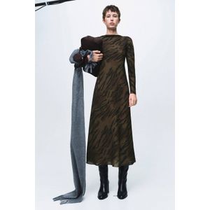 Mango A-lijn jurk bruin