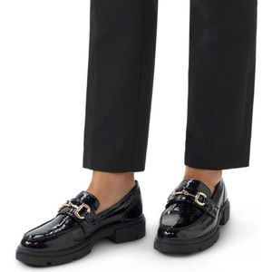 Manfield chunky lakleren loafers zwart