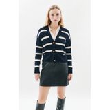 Caroll gestreepte gebreid vest met wol donkerblauw