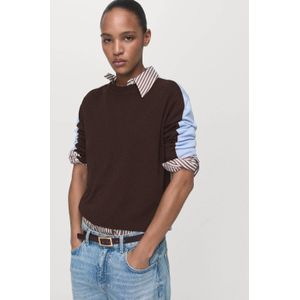 Mango trui donkerbruin gebreid