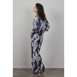 Didi Regular Fit Pantalon met All Over Print Donkerblauw/Creme